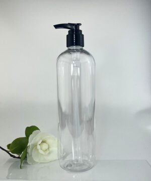 Combo - Clear PET Plastic Bottle with Smooth Black Lotion Pump - 500ml CLEARANCE + EXTRA 10% OFF