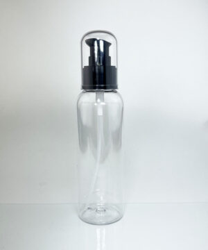 Combo - Clear Plastic Bottle and Smooth Black Serum Pump with clear overcap - 120ml CLEARANCE + EXTRA 10% OFF